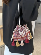 Tassel Spaghetti Strap Shoulder Bag Burgundy One Size Shoulder Bags