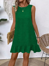 Ruffled Hem Round Neck Sleeveless Dress Casual Dresses