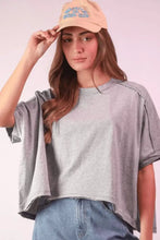 Eco Oversized Crop Comfy Knit Top for Women in Gray H Gray Woman T Shirts