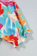 Floral Bubble Sleeve V Neck Tiered Ruffle Babydoll Dress Casual Dresses