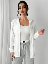 Texture Zip Up Hooded Jacket Woman Outerwear