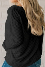 Checkered Round Neck Long Sleeve T-Shirt Woman T Shirts