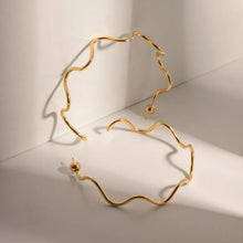 Stainless Steel Wave Shape C-Hoop Earrings Earrings