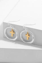 Brass Contrast Cross Dangle Earrings Earrings