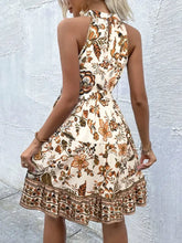 Floral Halter Neck Summer Mini Dress Woman Casual Dress