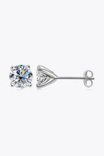 925 Sterling Silver 1 Carat Moissanite 4-Prong Stud Earrings Silver One Size Earrings