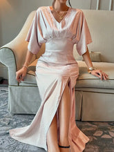 Devine Slit Animal Print V-Neck Half Sleeve Dress Woman Maxi Dress