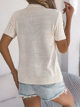 Cable Knit Button Down Short Sleeve Cardigan Cardigans