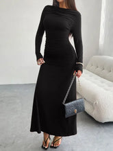 Devine Ruched Long Sleeve Maxi Dress Woman Maxi Dress