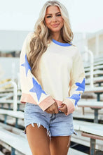 Star Contrast Round Neck Long Sleeve Sweatshirt Woman Sweatshirts