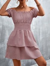 Ruffled Swiss Dot Off-Shoulder Dress Casual Dresses