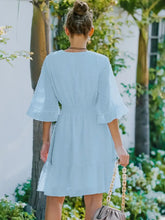 Swiss Dot Flare Sleeve Wrap Mini Dress Woman Casual Dress