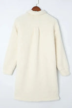 Collared Neck Long Sleeve Longline Teddy Jacket Woman Outerwear