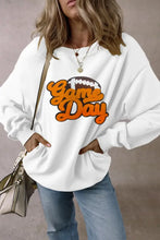 GAME DAY Football Round Neck Long Sleeve Sweatshirt White Woman Sweatshirts