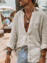 Men's Full Size Linen Button Down Shirt Plus Size White Mens Tops