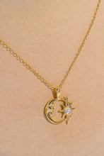 Copper 14K Gold-Plated Moon & Star Shape Pendant Necklace Necklaces