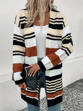 Perfee Striped Open Front Drop Shoulder Cardigan Stripe Woman Outerwear