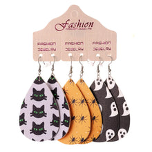 Halloween PU Teardrop Earrings Set Style E One Size Earrings