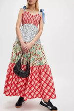 Printed V-Neck Tie Shoulder Cami Dress Scarlet Casual Dresses