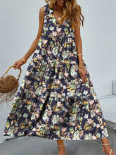 Floral Tiered Maxi Tank Dress Dark Navy Woman Maxi Dress