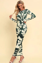 Printed Backless Long Sleeve Maxi Dress Woman Maxi Dress