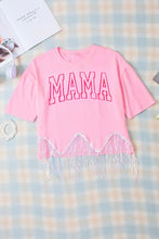MAMA Sequin Fringe Round Neck T-Shirt Woman T Shirts