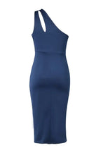Elegant Blue One Shoulder Slightly Stretchy Evening Dress Evening Dresses