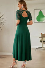 Emerald Green High Low Evening Dress with Lace Bodice Evening Dresses