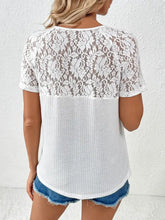 Ivy Lane Lace Detail V-Neck Short Sleeve T-Shirt Woman T Shirts