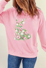 Floral Bunny Round Neck Long Sleeve Sweatshirt Woman Sweatshirts
