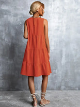 Tiered Round Neck Sleeveless Mini Tank Dress Casual Dresses