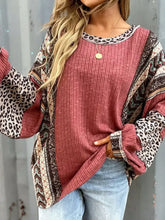 Leopard Round Neck Long Sleeve Sweatshirt Woman Sweatshirts