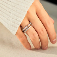 Double-Layered Zircon 925 Sterling Silver Ring Rings