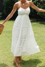 Lace Detail Smocked Midi Cami Dress White Casual Dresses