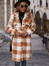 Plaid Collared Neck Button Down Coat Woman Outerwear