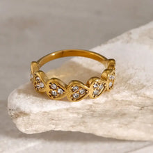 Stainless Steel Inlaid Zircon Heart Ring Fashion Jewelry