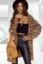 Full Size Leopard Open Front Long Sleeve Cardigan Woman Outerwear