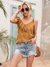 Ivy Lane Polka Dot Ruffle Trim Asymmetrical Tank Top Honey Tanks & Camis