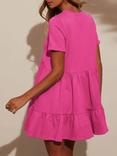 Tiered Round Neck Short Sleeve Mini Dress Casual Dresses