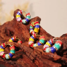 Titanium Steel Enamel Hoop Earrings Earrings