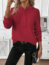 Drawstring Ribbed Long Sleeve Hoodie Woman Sweatshirts