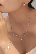 Stainless Steel Heart Charm Bracelet and Necklace Set Silver One Size Fashion Jewelry