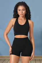 Cropped Sports Tank and Shorts Set Black Woman Activewear