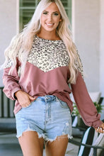 Leopard Round Neck Long Sleeve T-Shirt Woman T Shirts