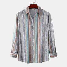 Men's Casual Vintage Striped Long Sleeve Button-Down Shirt Stripe Mens Tops