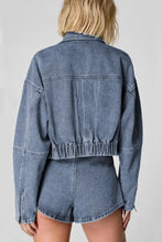 Zip Up Cropped Cargo Denim Jacket Woman Outerwear