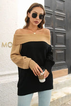 Ribbed Off-Shoulder Lantern Sleeve Pullover Sweater Sweater Pullovers