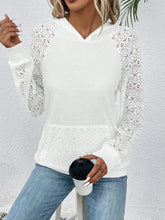 Waffle-Knit Long Sleeve Hoodie Woman Sweatshirts