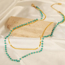 Turquoise Titanium Steel Double-Layered Necklace Necklaces