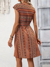 Printed Round Neck Cap Sleeve Dress Casual Dresses